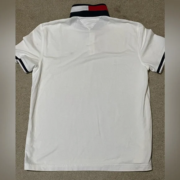 Tommy Hilfiger White and Navy Polo Shirt - Picture 7 of 8